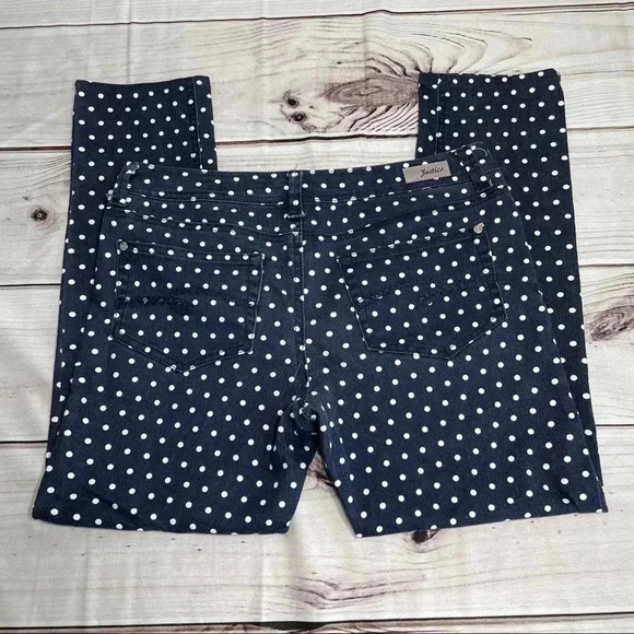 Girls Justice White Polka Dot Blue Jeans Sz 16 1/2 - Picture 5 of 15